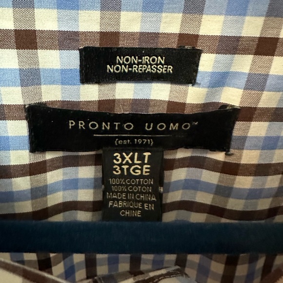 PRONTO UOMO | Men’s 3XLT Checkered No-Iron Dress Shirt - Picture 3 of 3